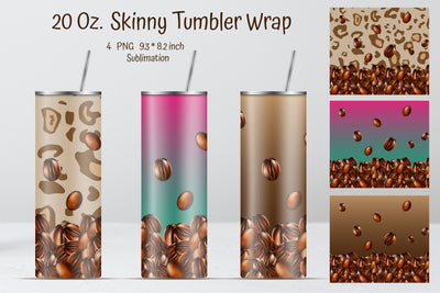 Coffee Design 20 Oz Skinny Tumbler Sublimation Sublimation Kseniia designer 