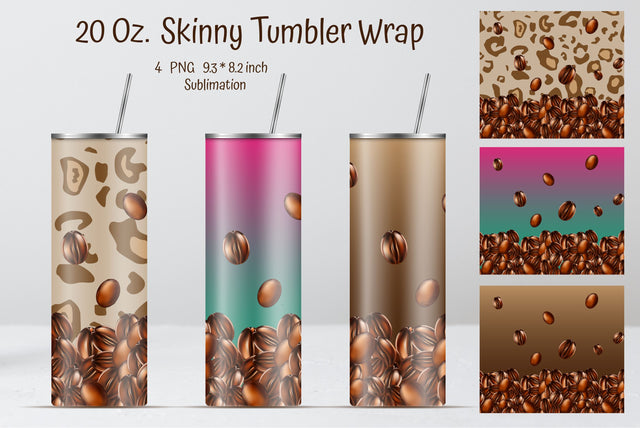 Coffee Design 20 Oz Skinny Tumbler Sublimation Sublimation Kseniia designer 