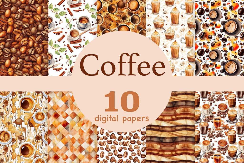 Coffee Digital Paper | Espresso Patterns - So Fontsy