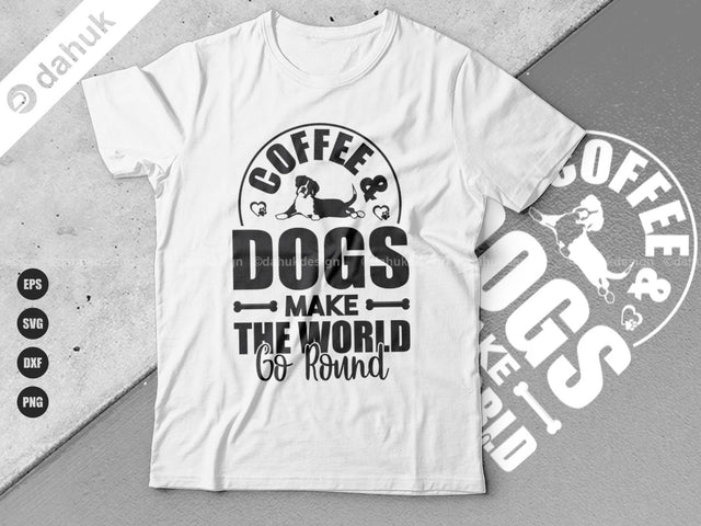 Coffee & Dogs Make The World Go Round SVG, Make The World Go Round SVG, Cut file for silhouette, clipart cricut design space, vinyl cut file SVG dahukdesign 