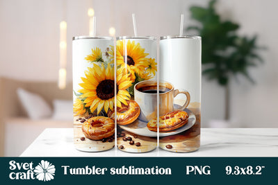 Coffee donut sublimation tumbler | Sunflower tumbler design Sublimation Svetana Studio 
