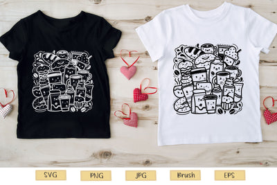 Coffee Doodle T-Shirt SVG Black and white SVG Aisyah 