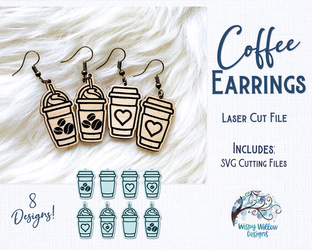 Coffee Earring File for Glowforge or Laser Cutter SVG Wispy Willow Designs 