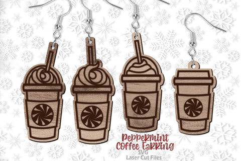 Coffee Earrings SVG Bundle | Peppermint SVG Laser Cut Files SVG Cloud9Design 