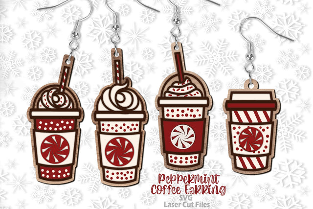 Coffee Earrings SVG Bundle | Peppermint SVG Laser Cut Files SVG Cloud9Design 