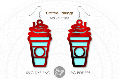 Coffee Earrings SVG cut file, coffee cup earring SVG Artisan Craft SVG 