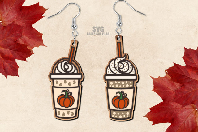 Coffee Earrings SVG Cut Files | Fall Pumpkin SVG SVG Cloud9Design 