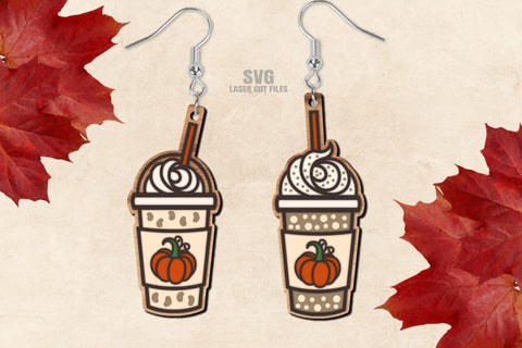 Coffee Earrings SVG Cut Files | Fall Pumpkin SVG SVG Cloud9Design 