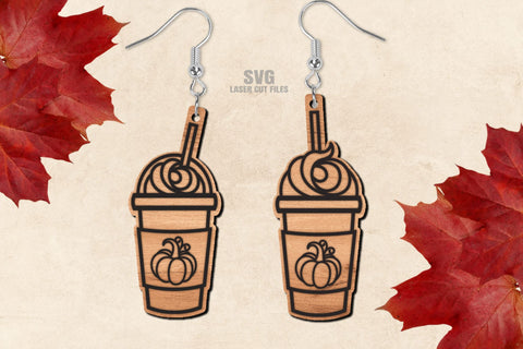 Coffee Earrings SVG Cut Files | Fall Pumpkin SVG SVG Cloud9Design 
