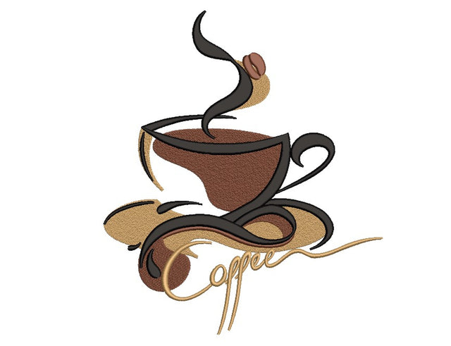 Coffee Embroidery Design, 3 sizes Embroidery/Applique DESIGNS Nino Nadaraia 