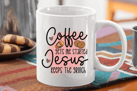 Coffee gets me started jesus keeps the grinch Sublimation PNG, Coffee Sublimation Design Sublimation Regulrcrative 