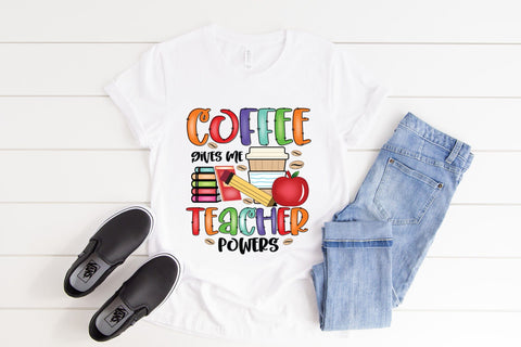 Coffee Gives Me Teacher Powers PNG Sublimation Sublimation CraftLabSVG 
