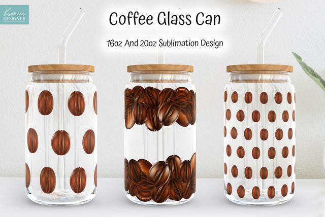 Coffee Glass Can Wrap Sublimation. Seamless PNG Design Sublimation Kseniia designer 