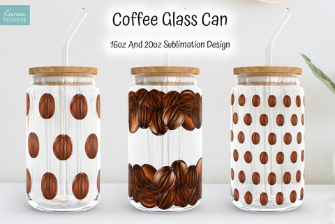 Coffee Glass Can Wrap Sublimation. Seamless PNG Design Sublimation Kseniia designer 