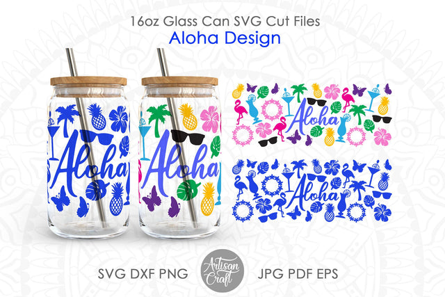 Coffee glass can wrap SVG with Aloha SVG Artisan Craft SVG 