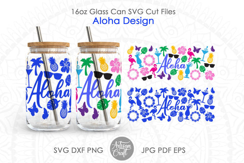 Coffee glass can wrap SVG with Aloha SVG Artisan Craft SVG 