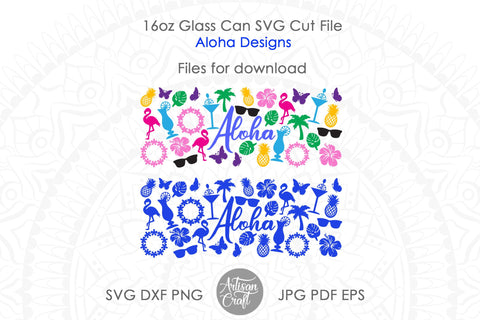 Coffee glass can wrap SVG with Aloha SVG Artisan Craft SVG 