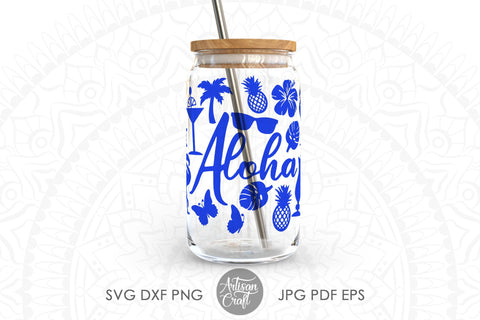 Coffee glass can wrap SVG with Aloha SVG Artisan Craft SVG 