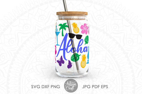 Coffee glass can wrap SVG with Aloha SVG Artisan Craft SVG 