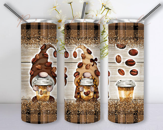 Coffee Gnome 20oz Skinny Tumbler Sublimation Designs Tumbler for Straight Tapered PNG Sublimation PixelChick 