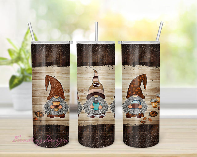 Coffee Gnome 20oz Skinny Tumbler Sublimation, Leopard Gnome Tumbler, Coffee Sublimation Tumbler Sublimation TrendingDesign 