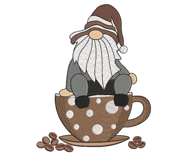 Coffee gnome embroidery design, 4 sizes, Instant download SVG ArtEMByNatalia 