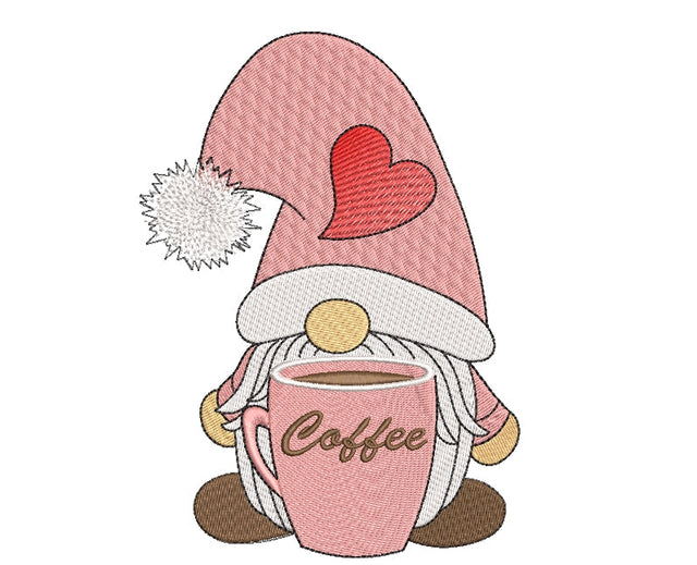 Coffee gnome embroidery design, Love embroidery designs, 4 sizes, Instant download Embroidery/Applique DESIGNS ArtEMByNatalia 
