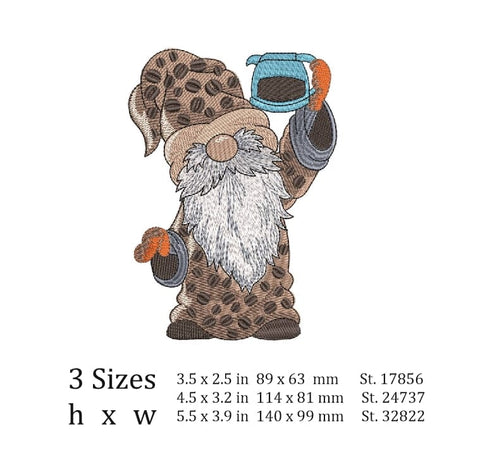 Coffee Gnome Embroidery/Applique DESIGNS ArtEMByNatalia 