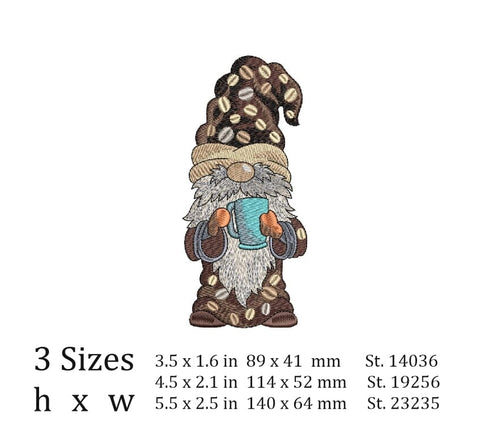 Coffee Gnome Embroidery/Applique DESIGNS ArtEMByNatalia 