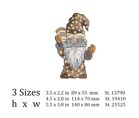 Coffee Gnome Embroidery/Applique DESIGNS ArtEMByNatalia 