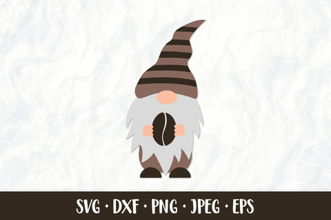 Coffee gnome SVG. Cute gnome holding coffee bean SVG LaBelezoka 