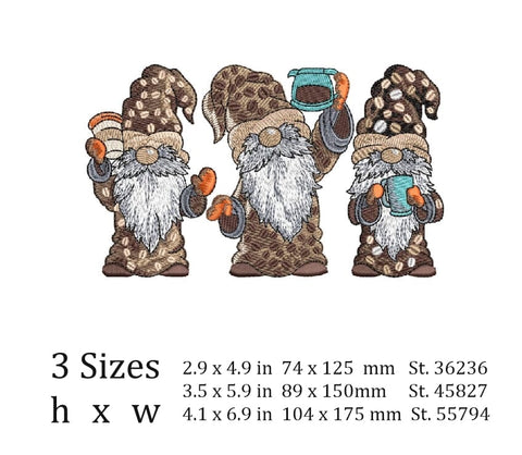 Coffee Gnomes Embroidery/Applique DESIGNS ArtEMByNatalia 