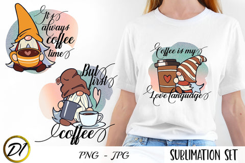 Coffee Gnomes Sublimation Bundle| Coffee Gnomes quotes SVG Evgenyia Guschina 