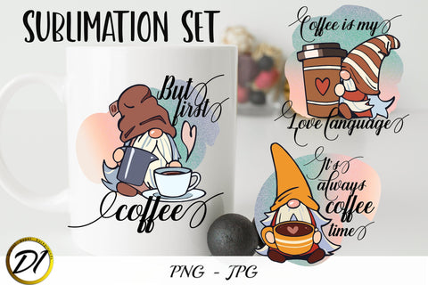 Coffee Gnomes Sublimation Bundle| Coffee Gnomes quotes SVG Evgenyia Guschina 