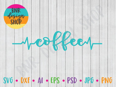 Coffee Heartbeat SVG SVG BNRDesignShop 