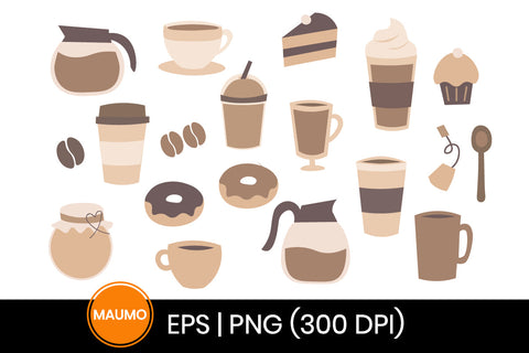 Coffee illustration set bundle Sublimation Maumo Designs 