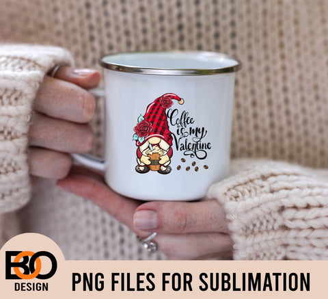 Coffee is my Valentine Gnome PNG , Valentines Day Sublimation PNG , Coffee, Sublimation Designs Downloads, Valentine png Sublimation BOO-design 