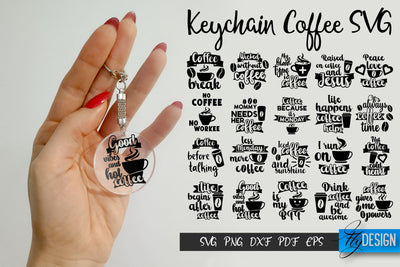 Coffee Keychain Svg Bundle, Coffee SVG, Round Keychain SVG SVG Fly Design 