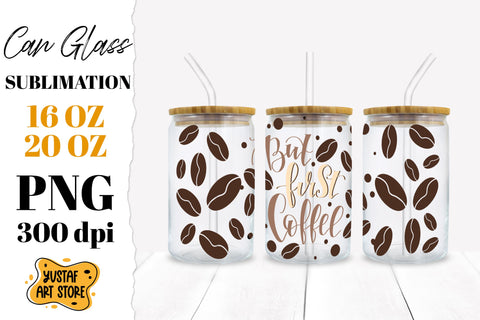 Coffee Libbey Glass Can Sublimation Designs. 5 design wrap Sublimation Yustaf Art Store 