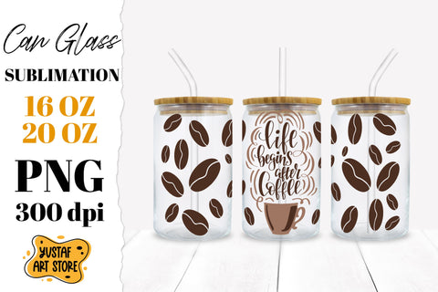 Coffee Libbey Glass Can Sublimation Designs. 5 design wrap Sublimation Yustaf Art Store 