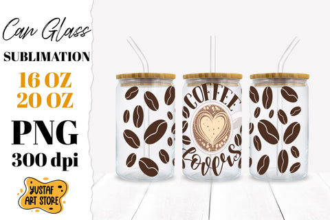 Coffee Libbey Glass Can Sublimation Designs. 5 design wrap Sublimation Yustaf Art Store 