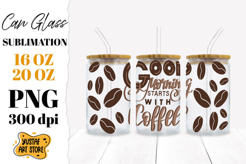 Coffee Libbey Glass Can Sublimation Designs. 5 design wrap Sublimation Yustaf Art Store 