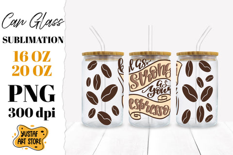 Coffee Libbey Glass Can Sublimation Designs. 5 design wrap Sublimation Yustaf Art Store 