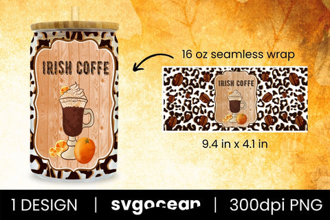 Coffee Libbey Wrap Design | PNG | 16 Oz Libbey Glass Sublimation SvgOcean 