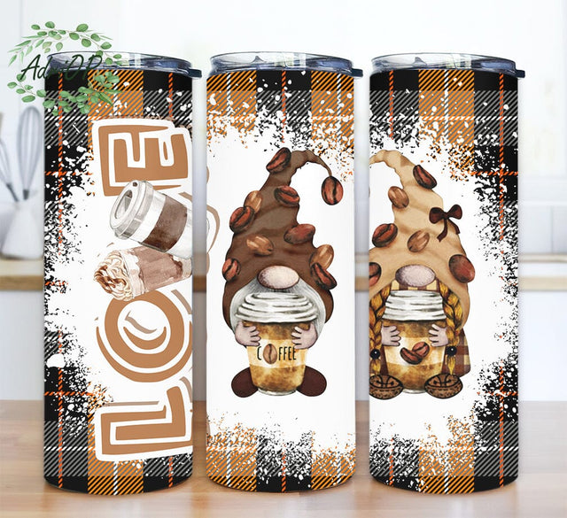 Coffee Love Gnome 20oz Skinny Tumbler Png, Coffee Lover, Gnome Coffee Tumbler, Gnomes Love Coffee Tumbler Wrap Png, Coffee Gnome Tumbler Wrap Sublimation AdriOP 