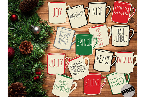 Coffee Lover's Christmas Stickers | Scrapbook & Journal Stickers Sublimation AlexandHer Digital Art 