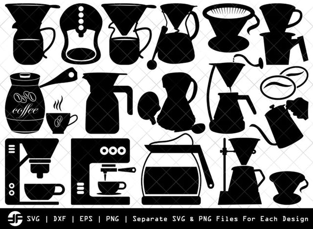 Coffee Maker Set SVG | Silhouette Bundle | SVG Cut File SVG ETC Craft 