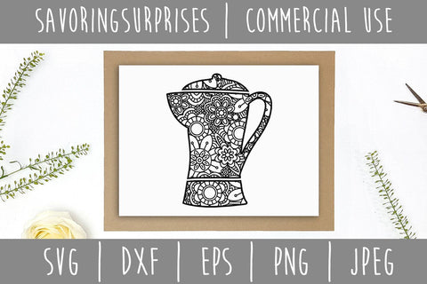 Coffee Mandala Zentangle SVG SavoringSurprises 