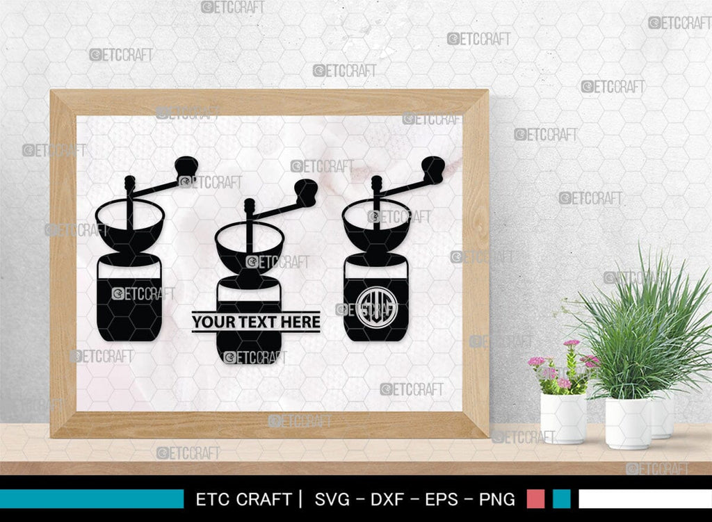 Coffee Mill Monogram, Coffee Mill Silhouette, Coffee Mill SVG, Coffee ...