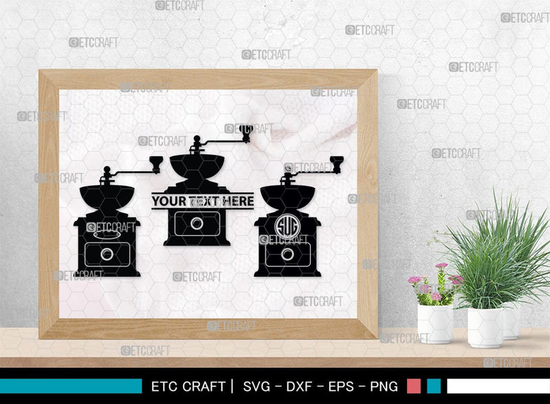 Coffee Mill Monogram, Coffee Mill Silhouette, Coffee Mill SVG, Coffee ...